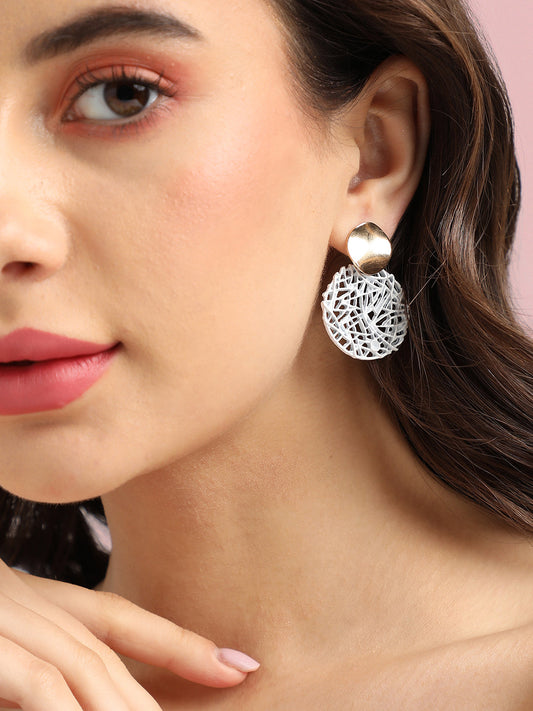 Gold-Plated Circular Drop Earrings