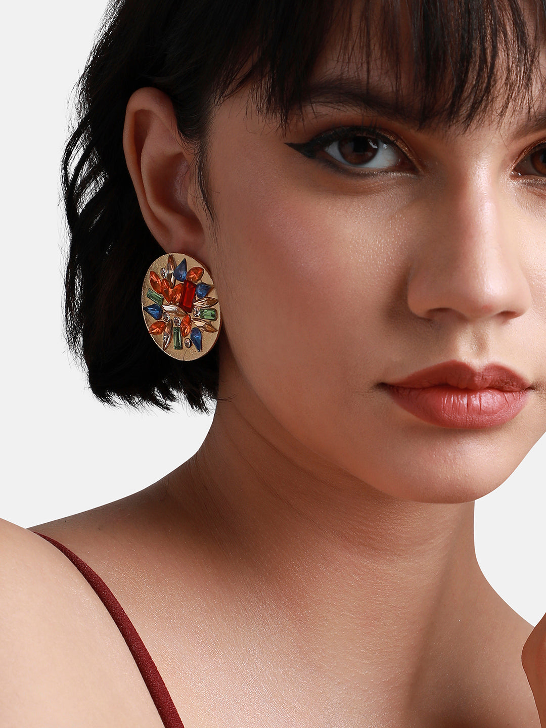 Gold-Plated Contemporary Studs Earrings