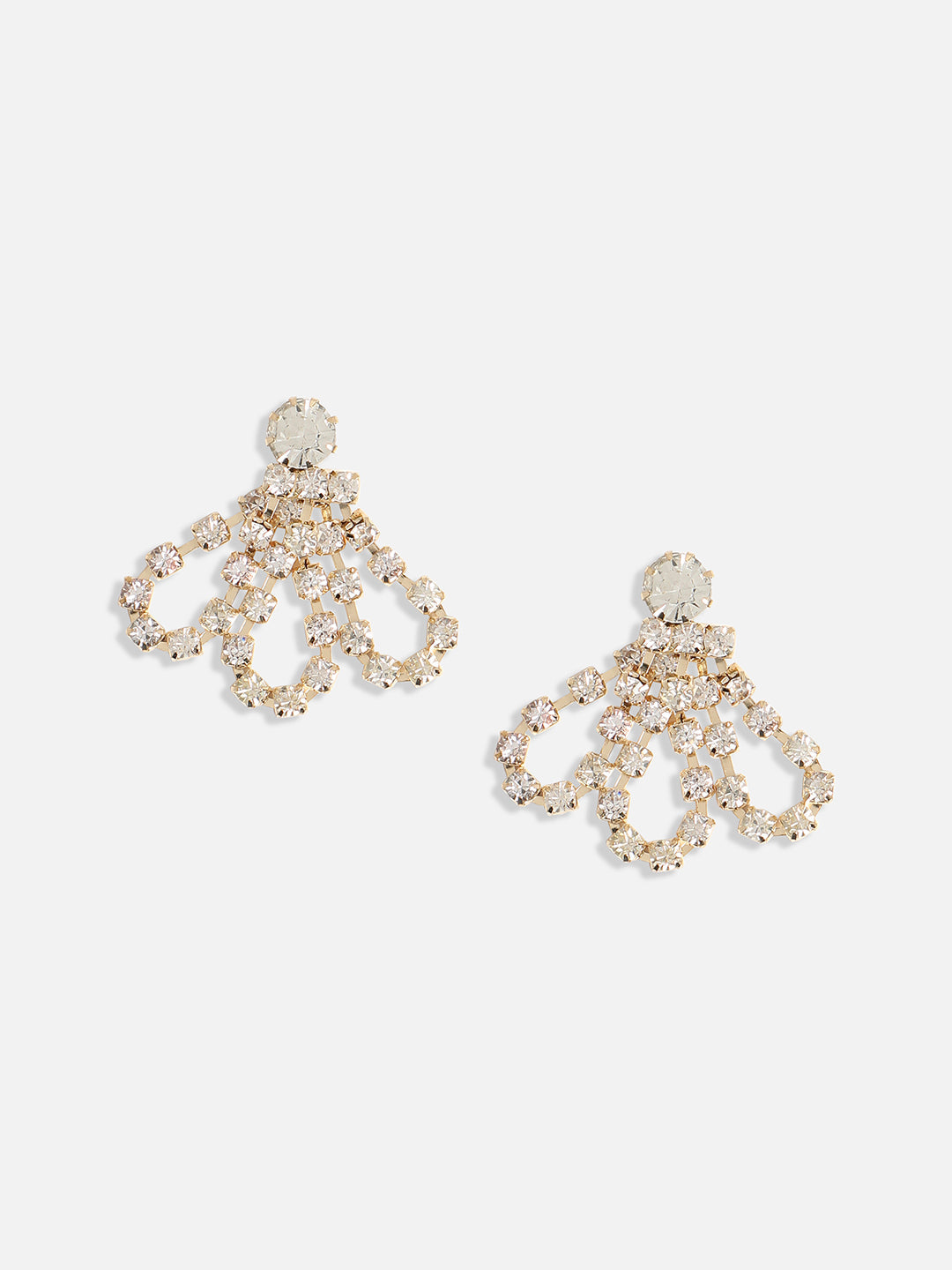 Gold Plated Stone Studded Drop Earrings