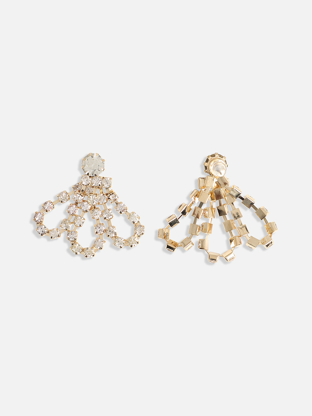 Gold Plated Stone Studded Drop Earrings