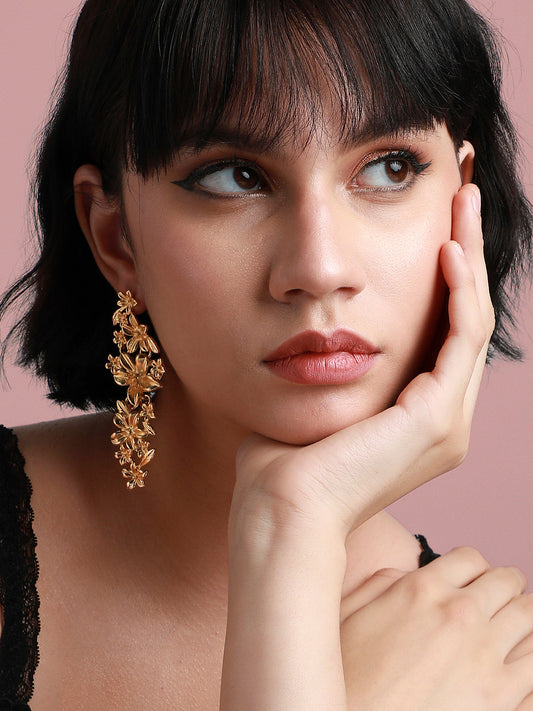 Gold-Plated Floral Drop Earrings