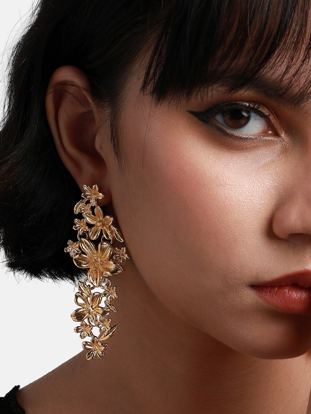 Gold-Plated Floral Drop Earrings