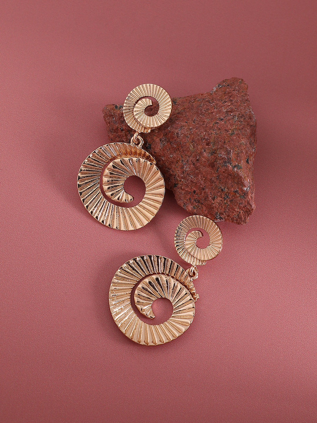 Gold-Plated Contemporary Swirl Drop Earrings