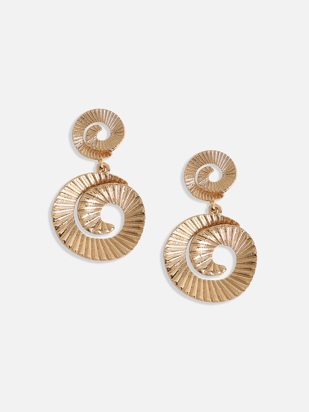 Gold-Plated Contemporary Swirl Drop Earrings