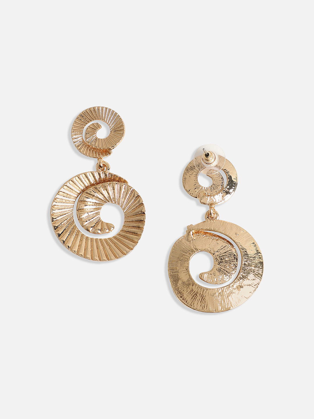 Gold-Plated Contemporary Swirl Drop Earrings