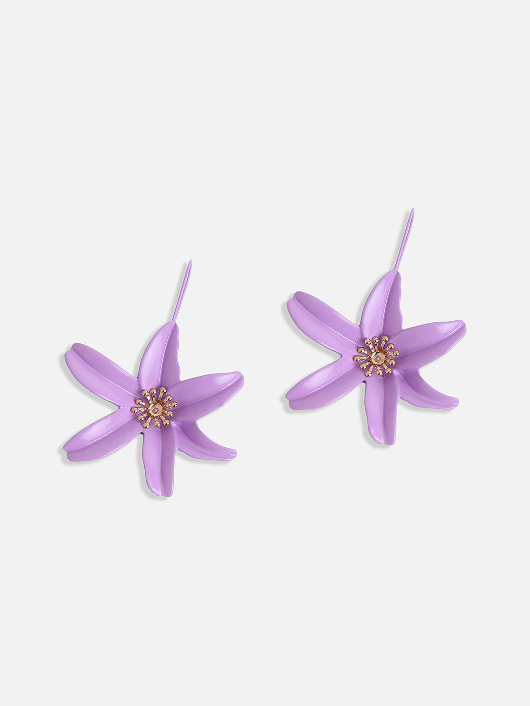 Gold Plated Stone Studded Floral Studs Earrings