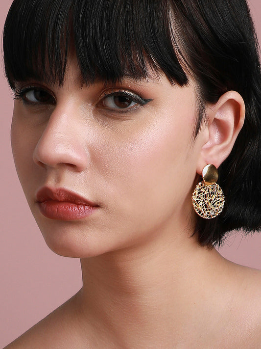 Gold-Plated Circular Drop Earrings