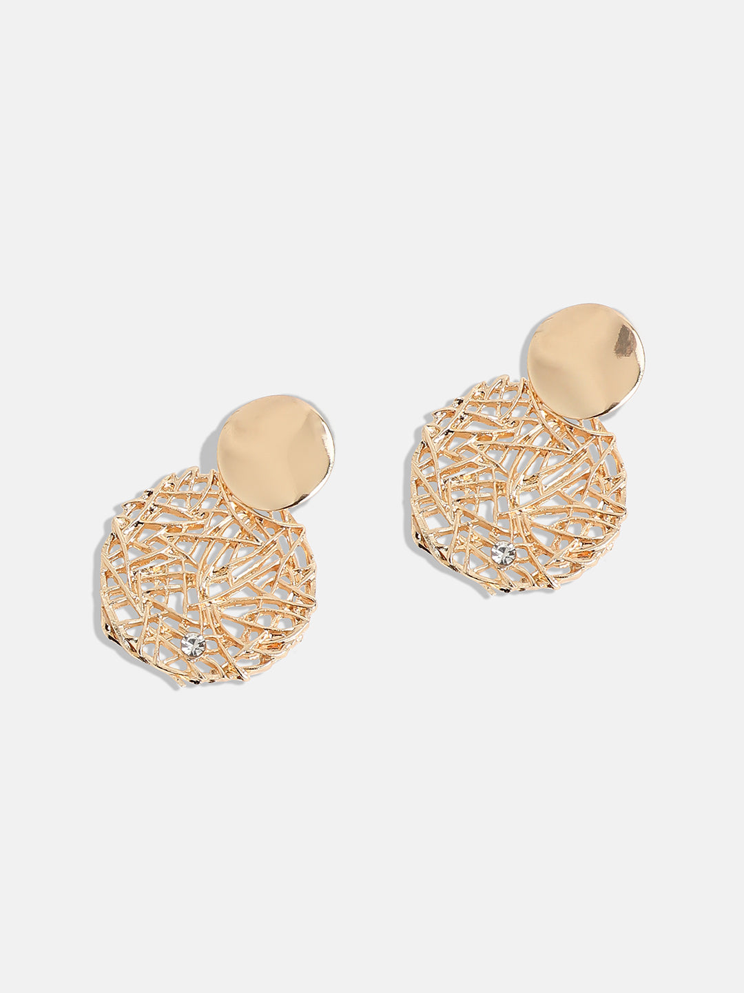 Gold-Plated Circular Drop Earrings