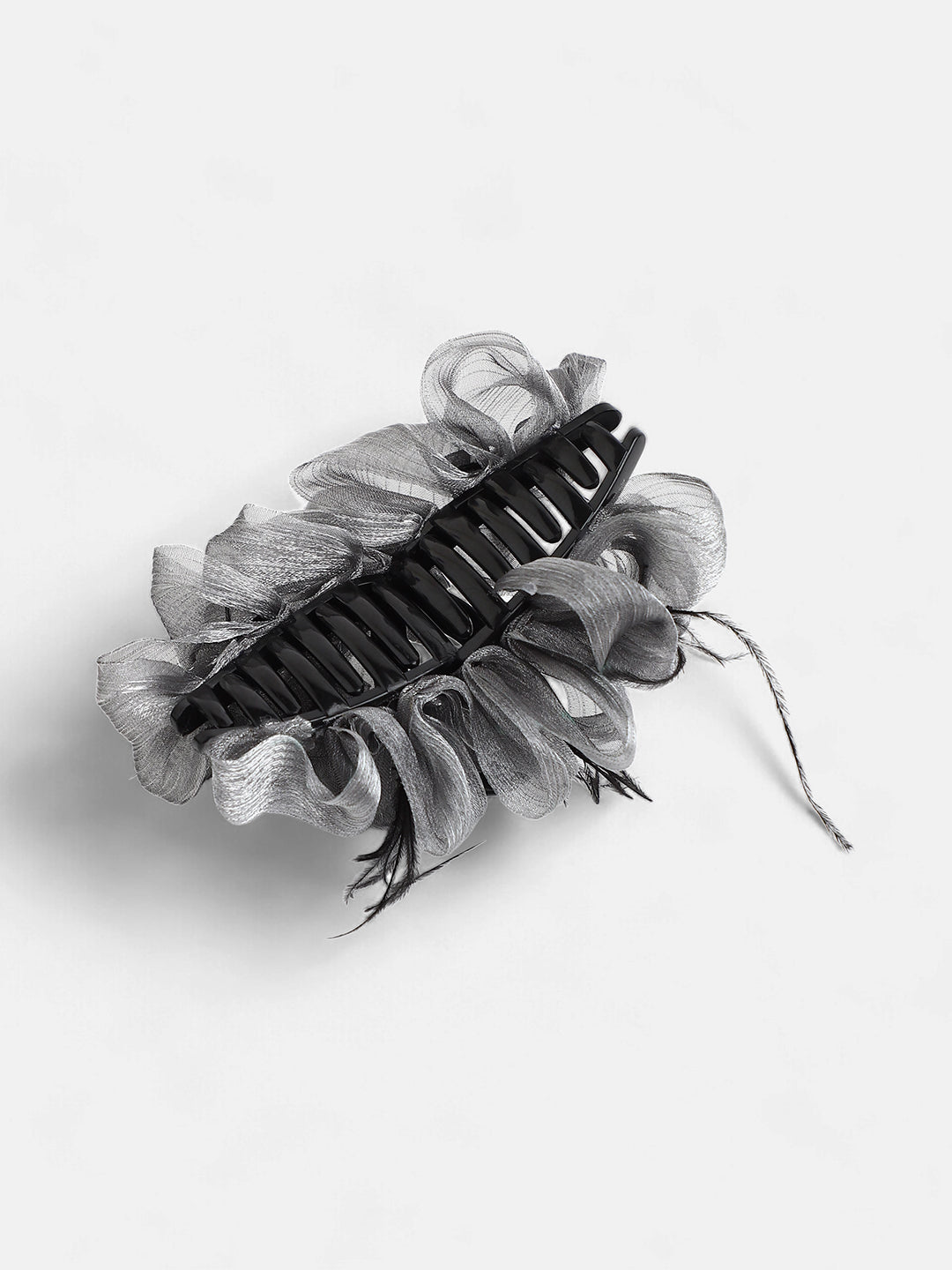 The Ruched Claw Clutch - Charcoal Grey-SOHIHC1001