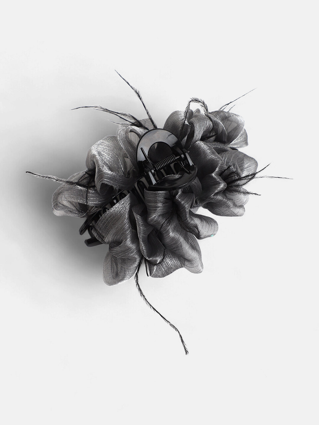 The Ruched Claw Clutch - Charcoal Grey-SOHIHC1001