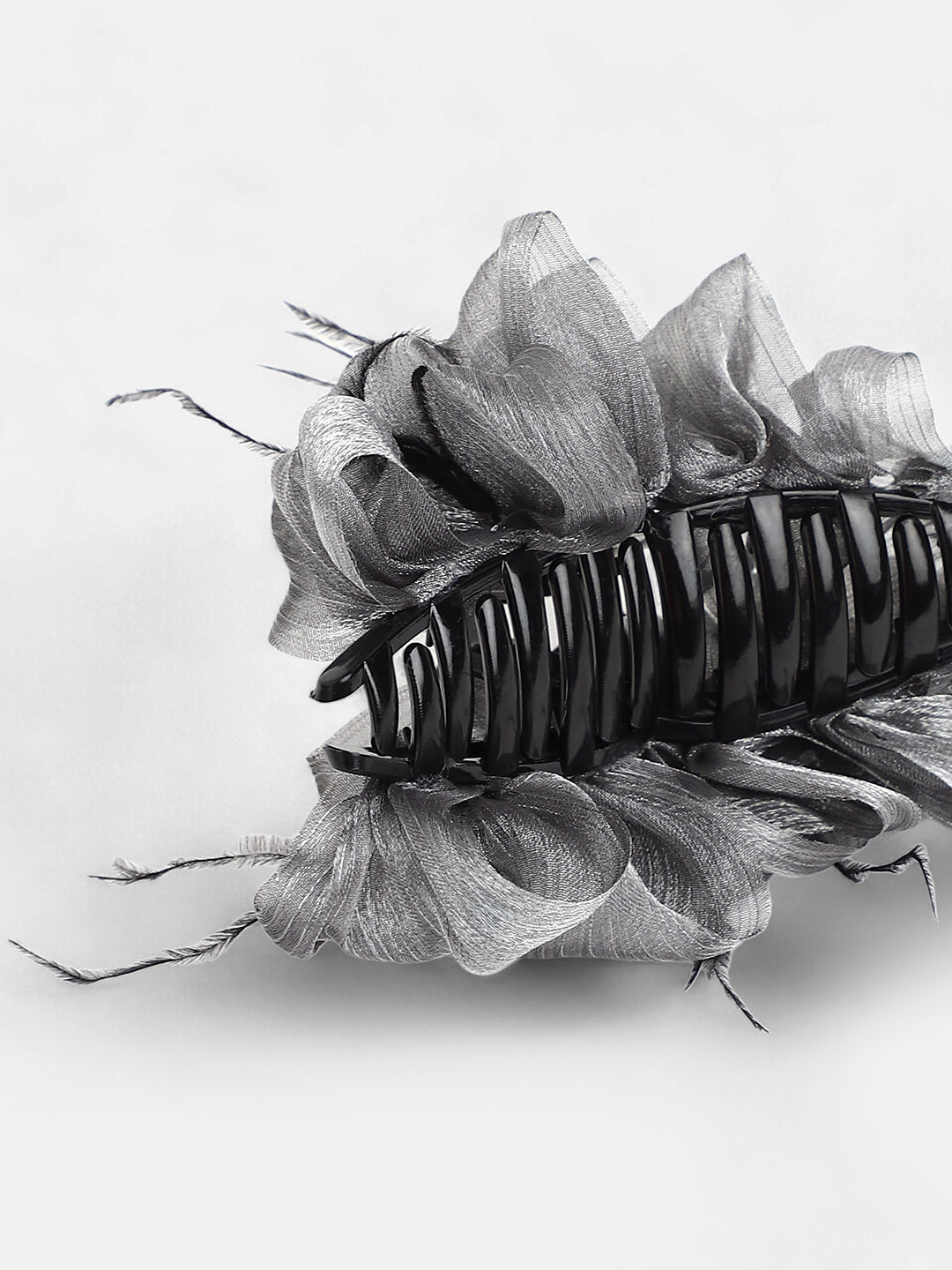 The Ruched Claw Clutch - Charcoal Grey-SOHIHC1001
