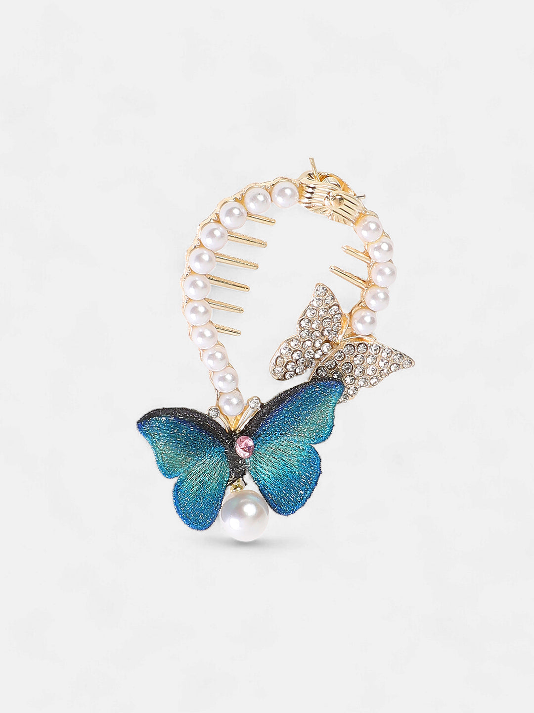 The Papillon Banana Clip - Azure Blue-SOHIHC6139