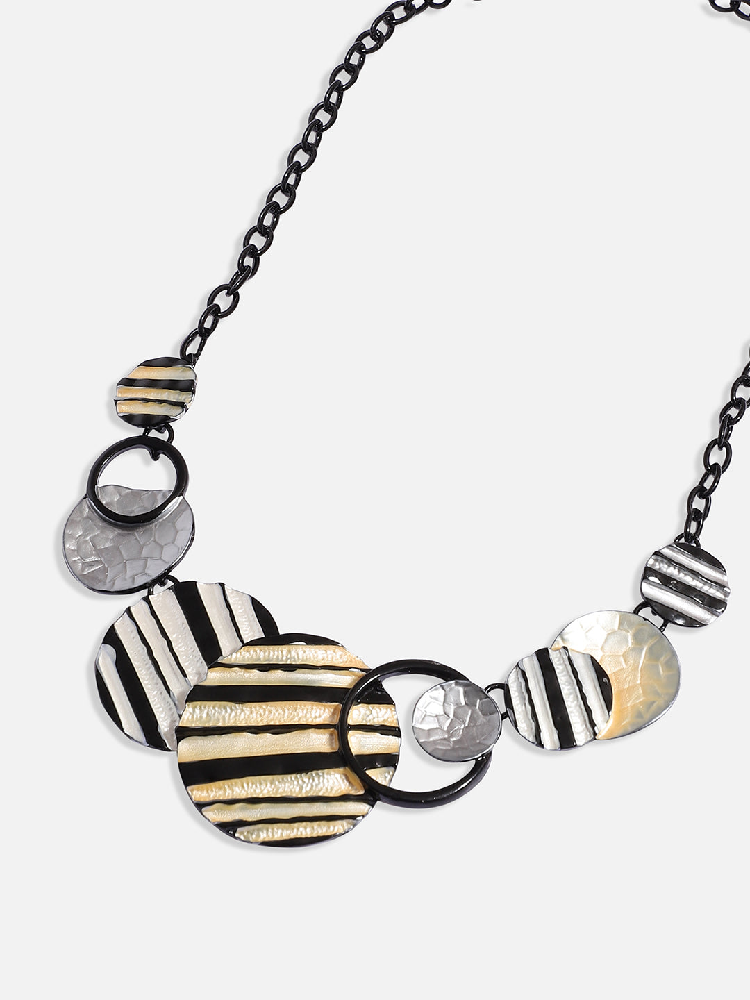 Textured Circular Necklace Earrings Jewellery Set