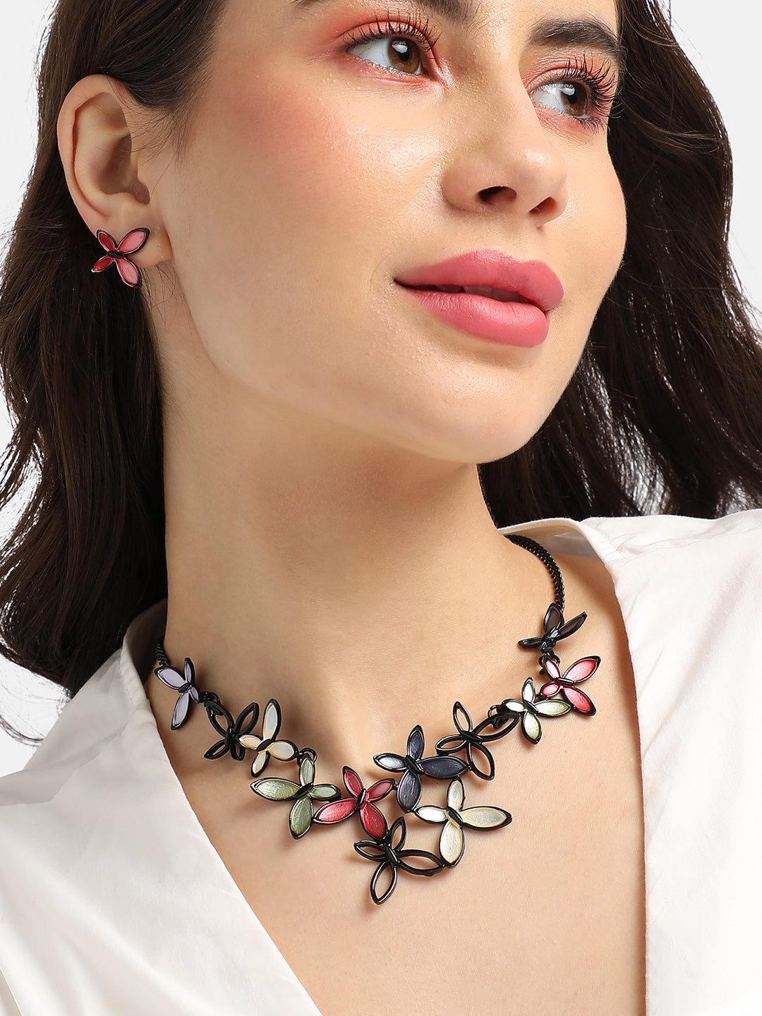 Butterfly Necklace Earrings Jewellery Set