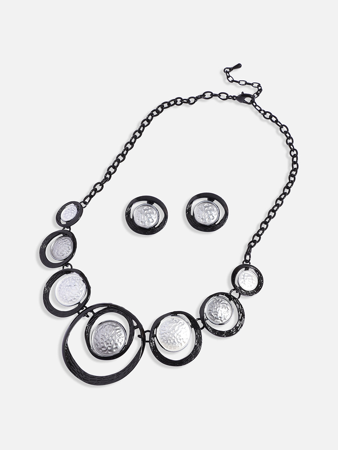 Dented Circular Necklace Earrings