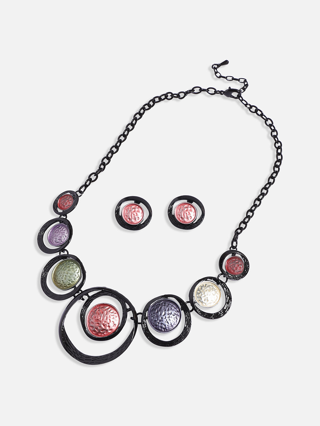 Dented Circular Necklace Earrings