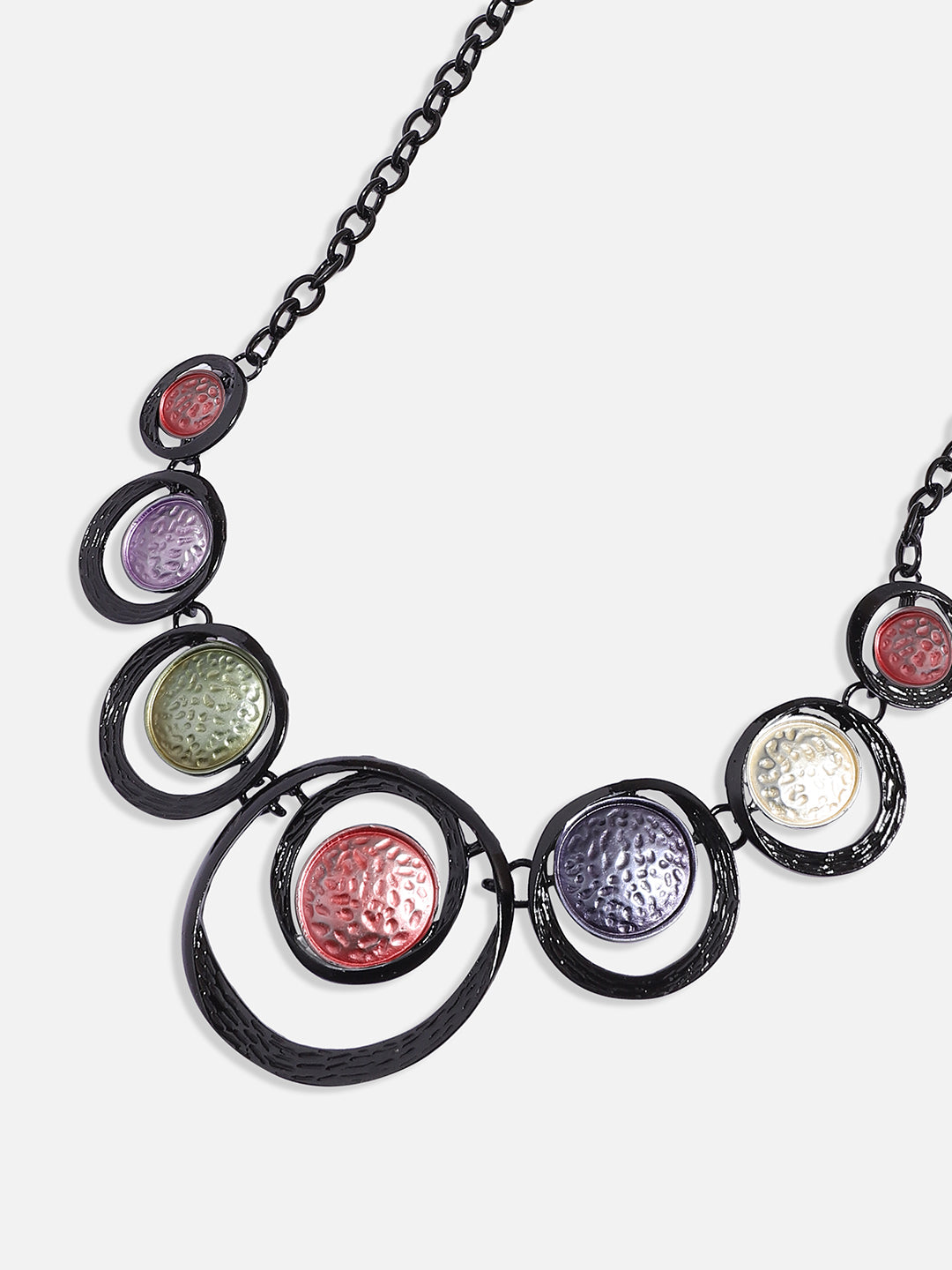 Dented Circular Necklace Earrings