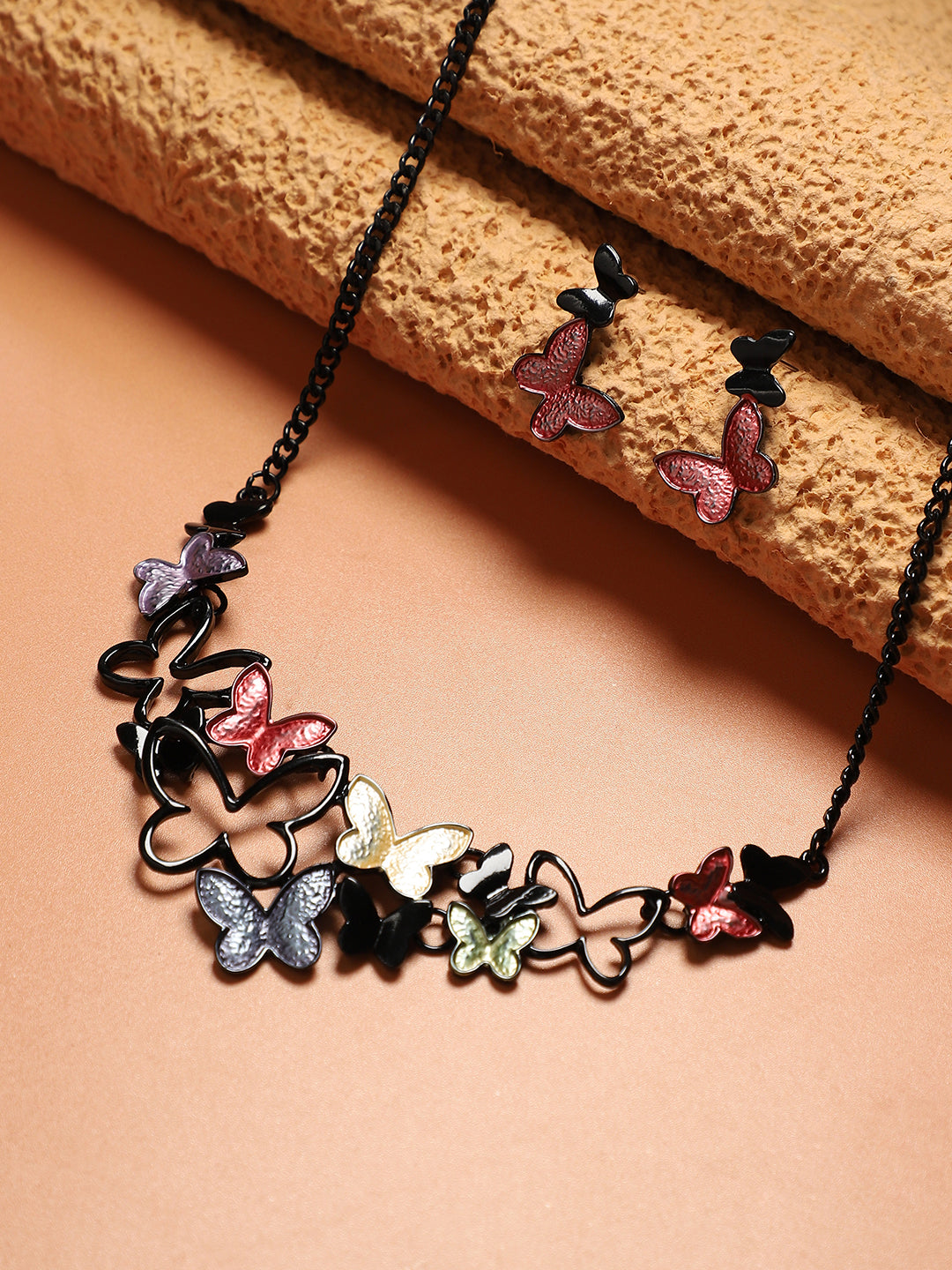 Butterfly Necklace Earrings Jewellery Set