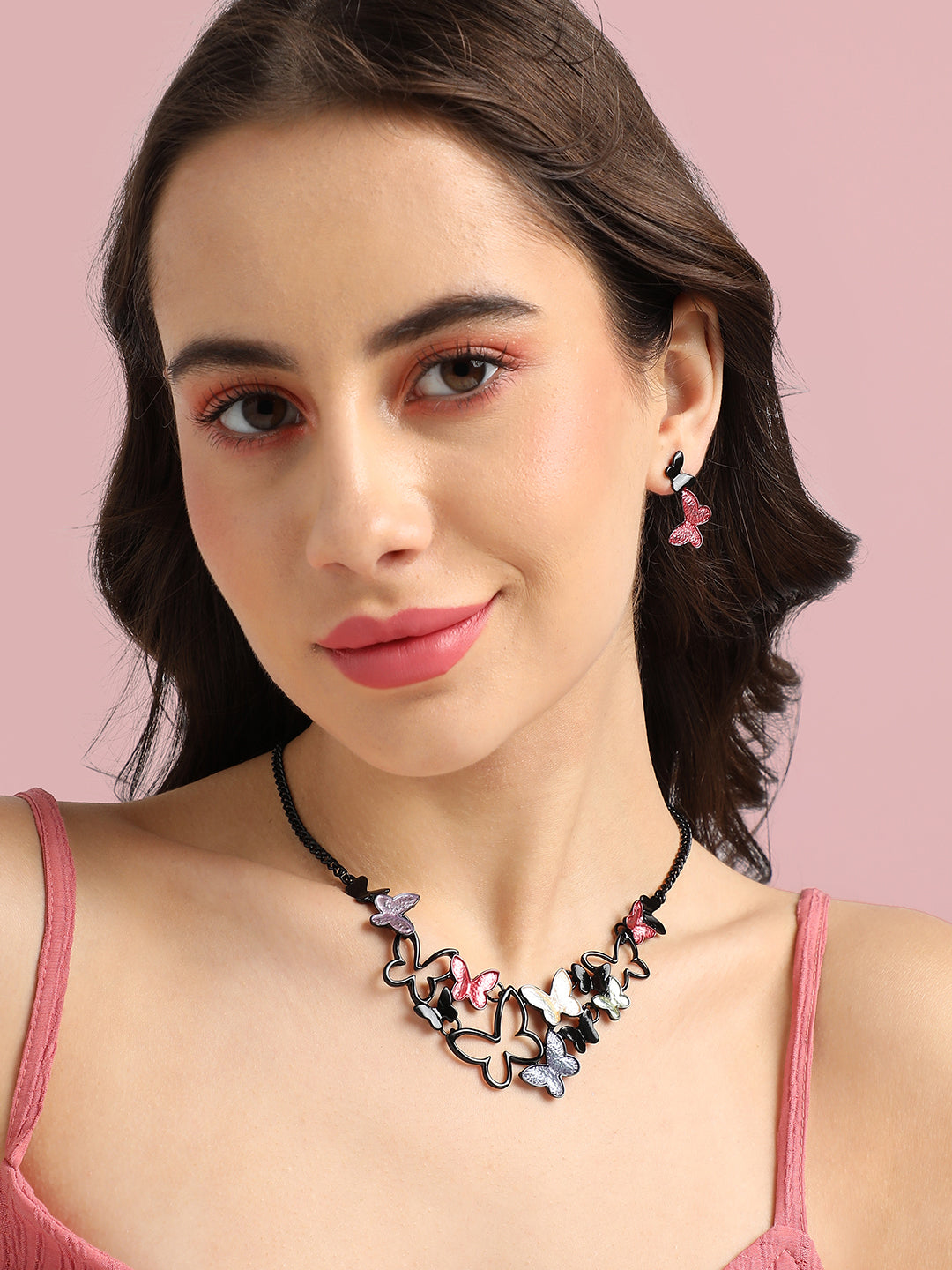 Butterfly Necklace Earrings Jewellery Set