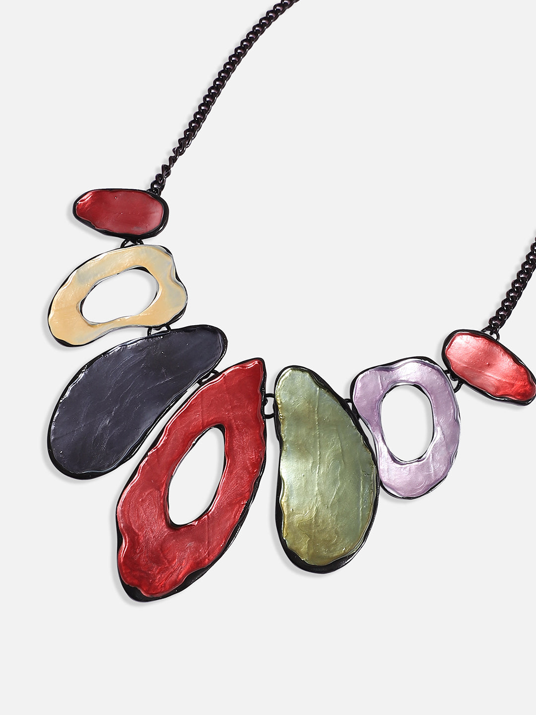 Abstract Halo Necklace Earrings Jewellery Set