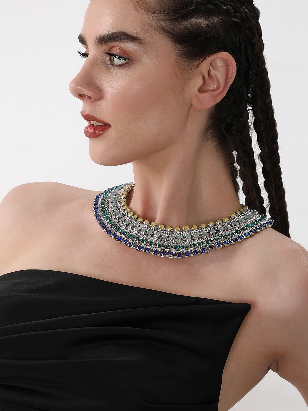 The Egyptian Bijou Statement Necklace - Sapphire Blue & Emerald Green-SOHINC6047
