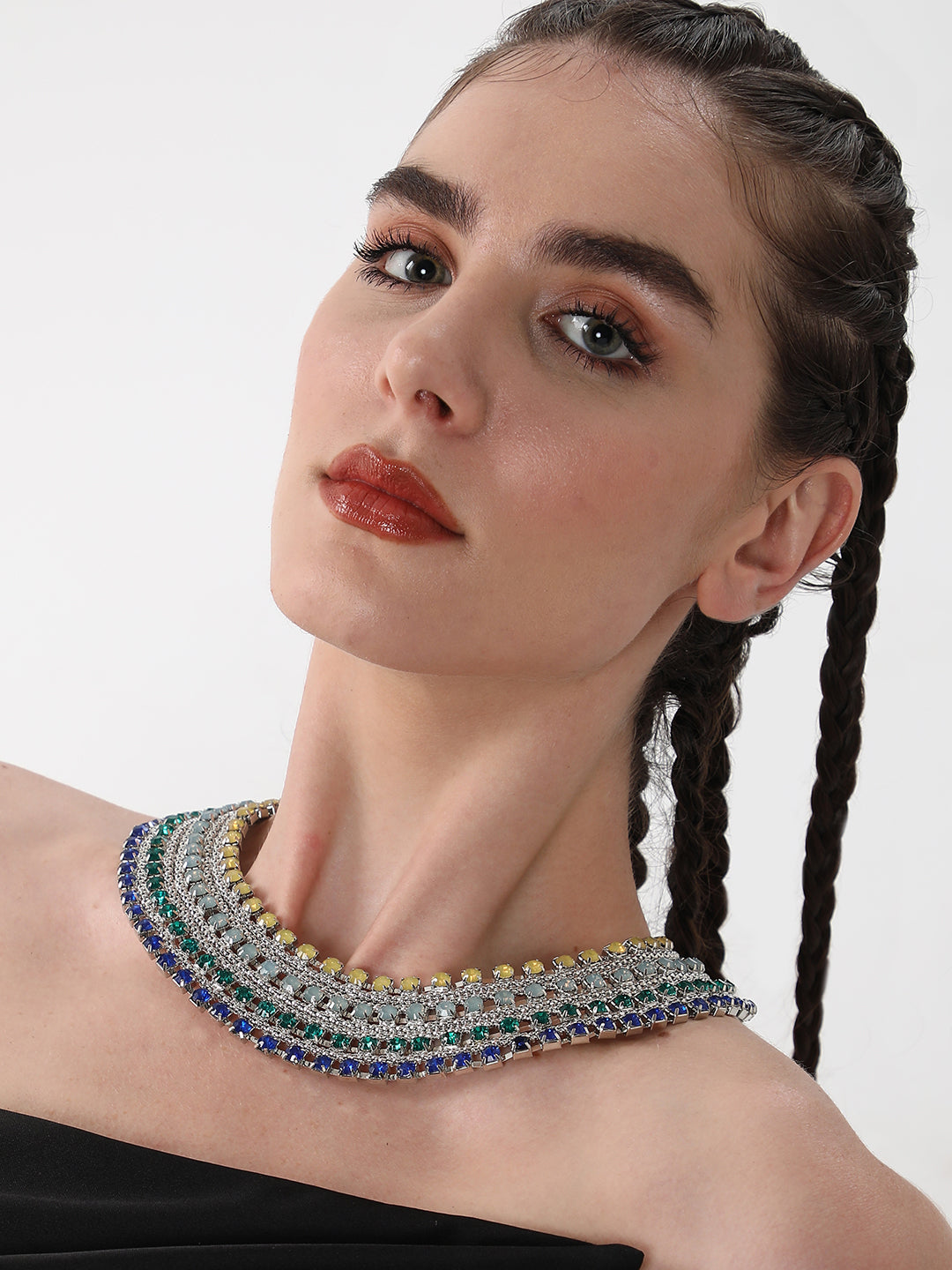 The Egyptian Bijou Statement Necklace - Sapphire Blue & Emerald Green-SOHINC6047