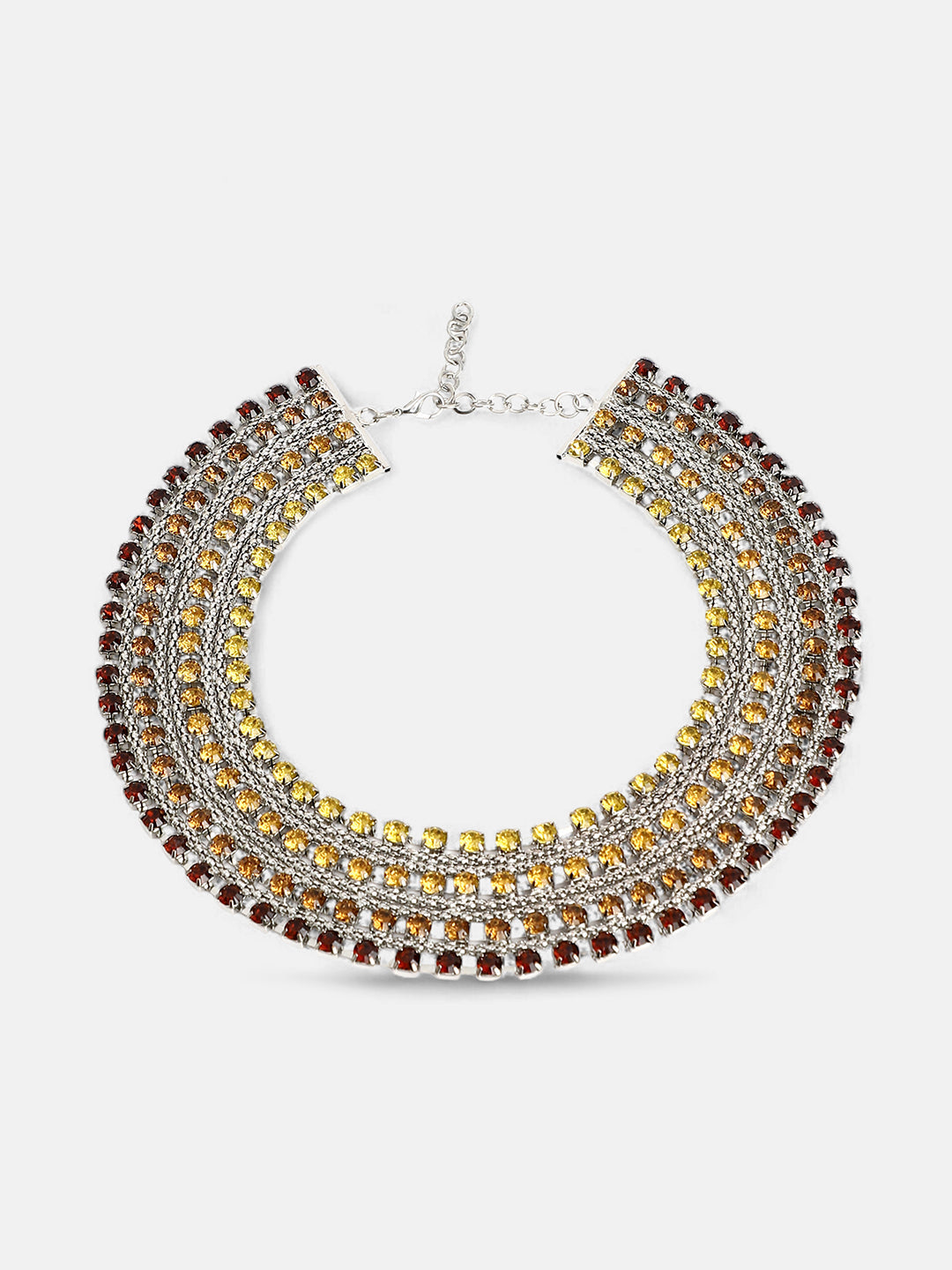 The Egyptian Bijou Statement Necklace - Ruby Red & Amber Yellow-SOHINC6048