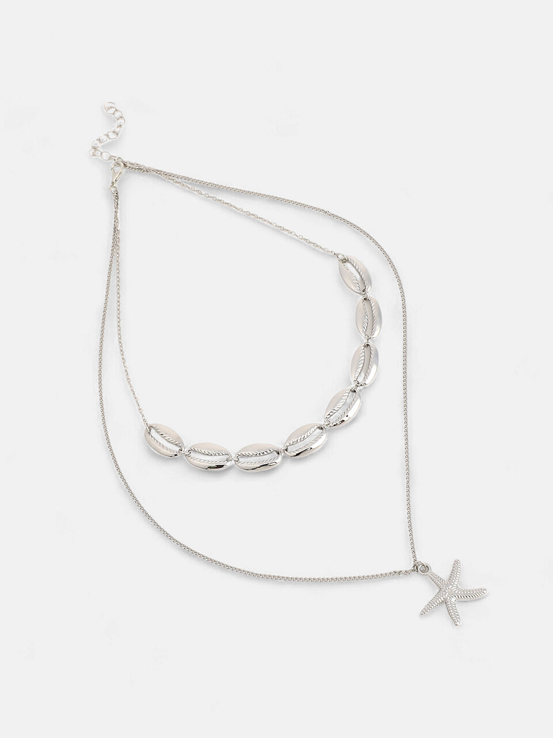 The Bahamas Multi-Layer Necklace - Metallic Silver-SOHINC6049