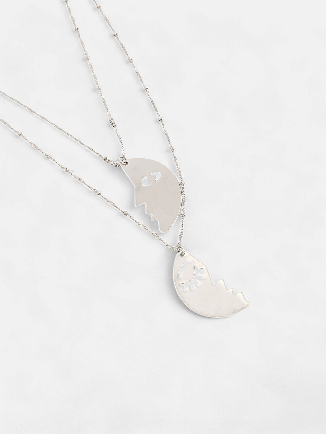 The Lovers Multi-Layer Necklace - Metallic Silver-SOHINC6053