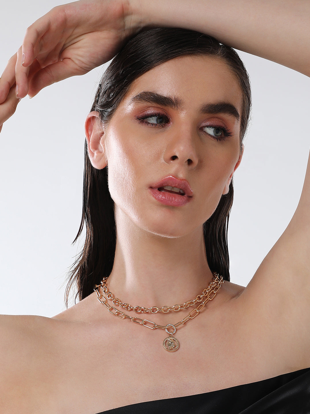 The Coin Chainlink Multi-Layer Necklace - California Gold-SOHINC6059