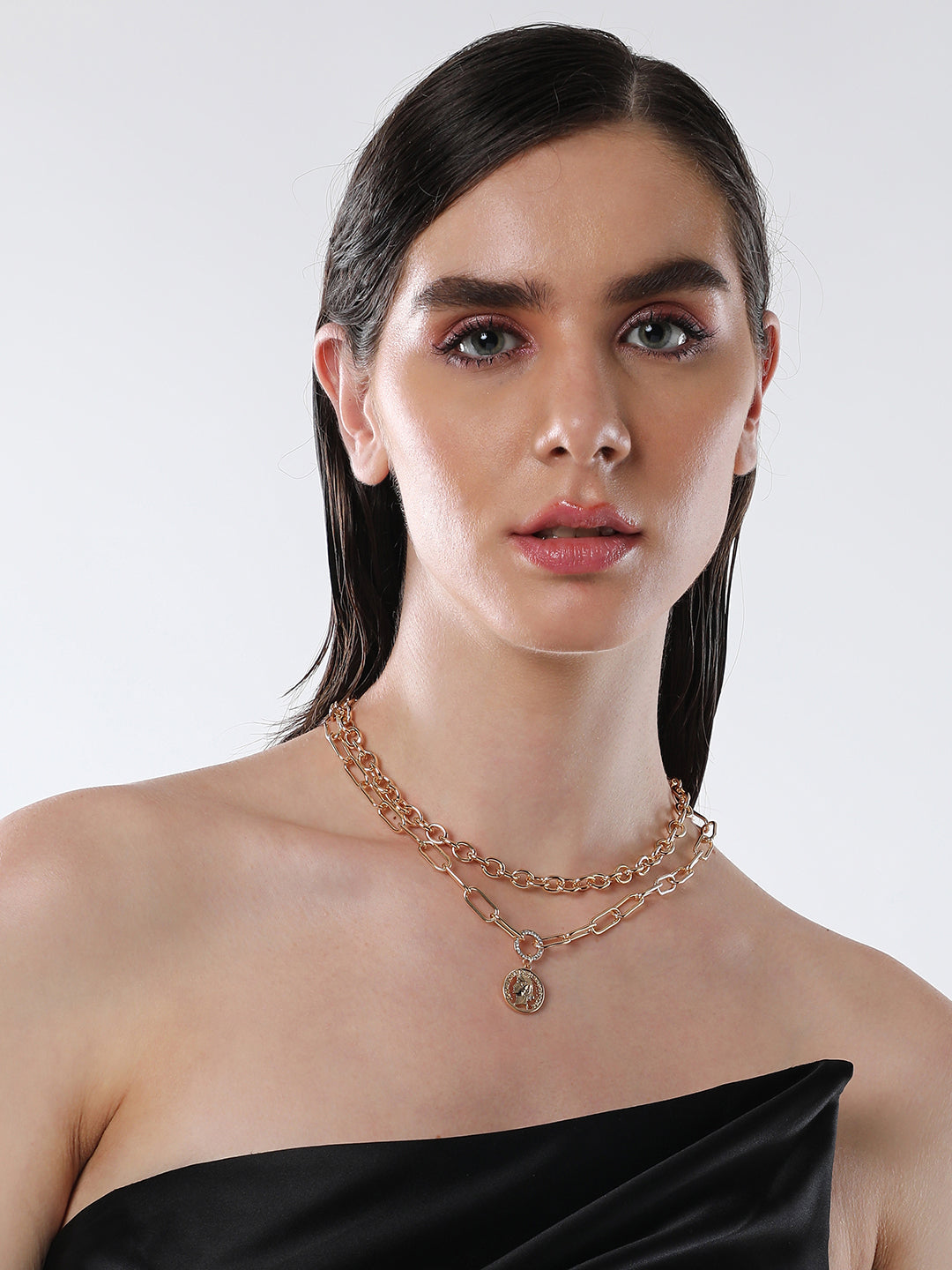 The Coin Chainlink Multi-Layer Necklace - California Gold-SOHINC6059