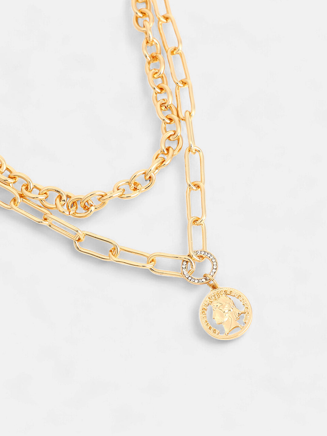The Coin Chainlink Multi-Layer Necklace - California Gold-SOHINC6059