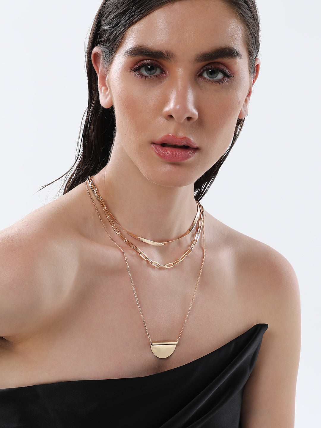 The Curve Chainlink Multi-Layer Necklace - California Gold-SOHINC6070