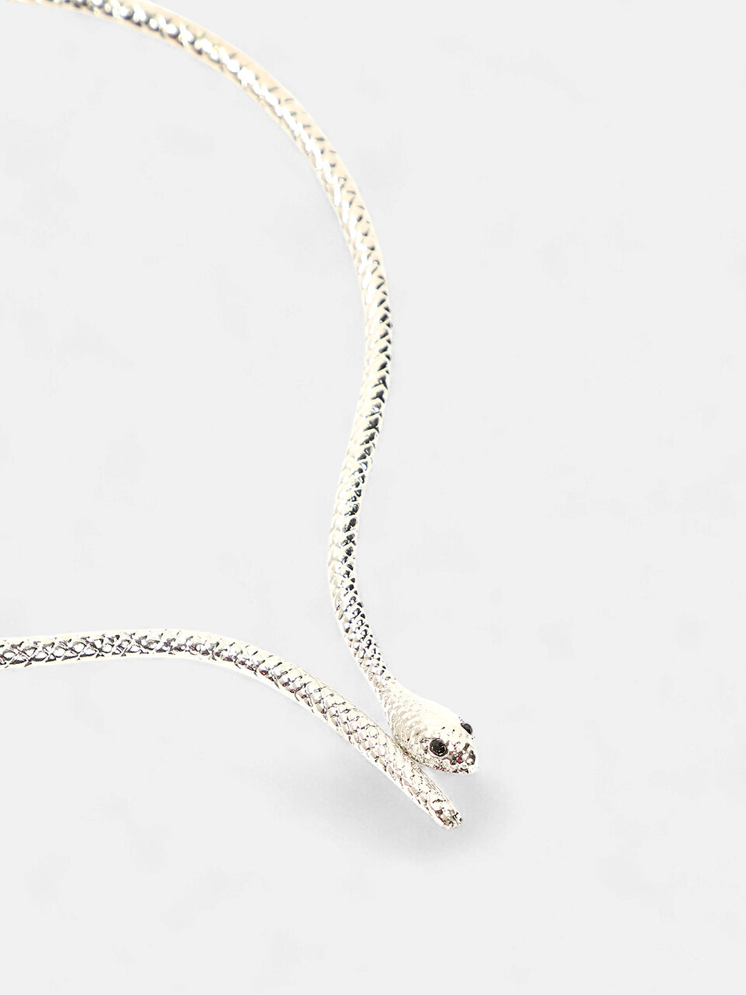 The Serpent Torque Necklace - Metallic Silver-SOHINC6072