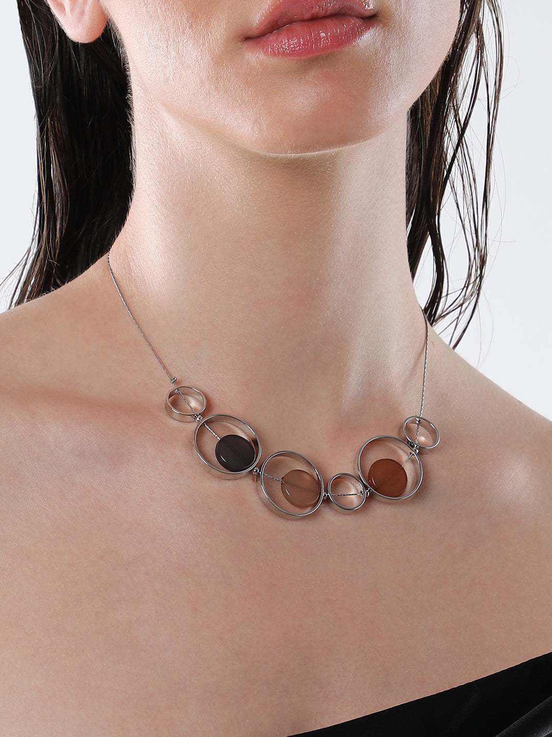 The Orb Collar Necklace - Metallic Silver-SOHINC6076