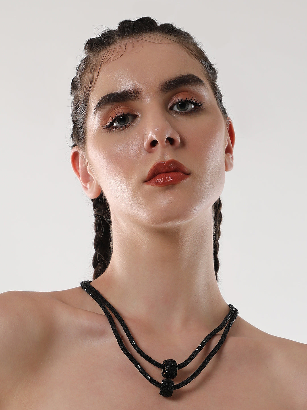 The Mirror Multi-Layer Necklace - Onyx Black-SOHINC6083