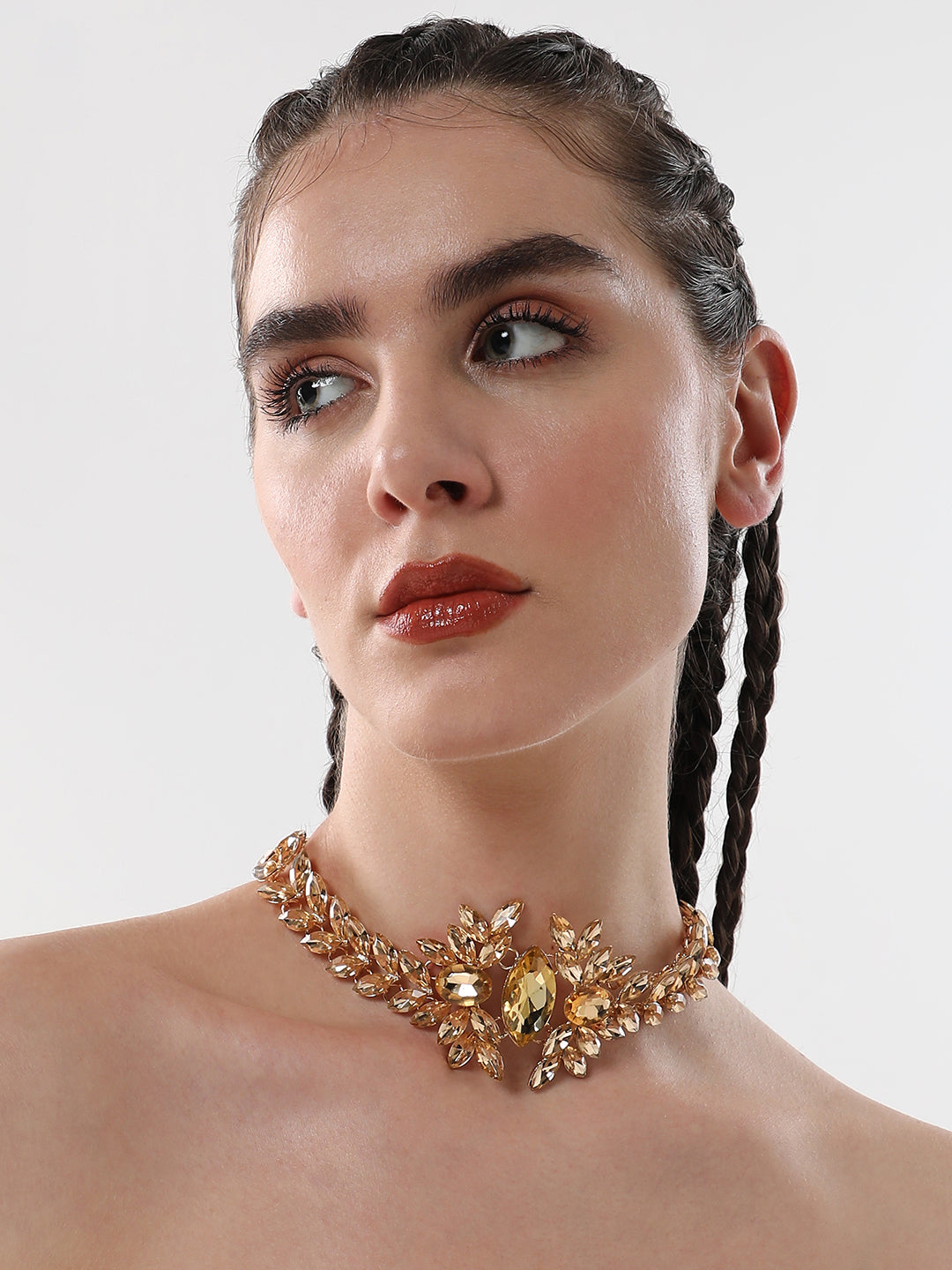 The Marquise Statement Necklace - Amber Yellow-SOHINC6128