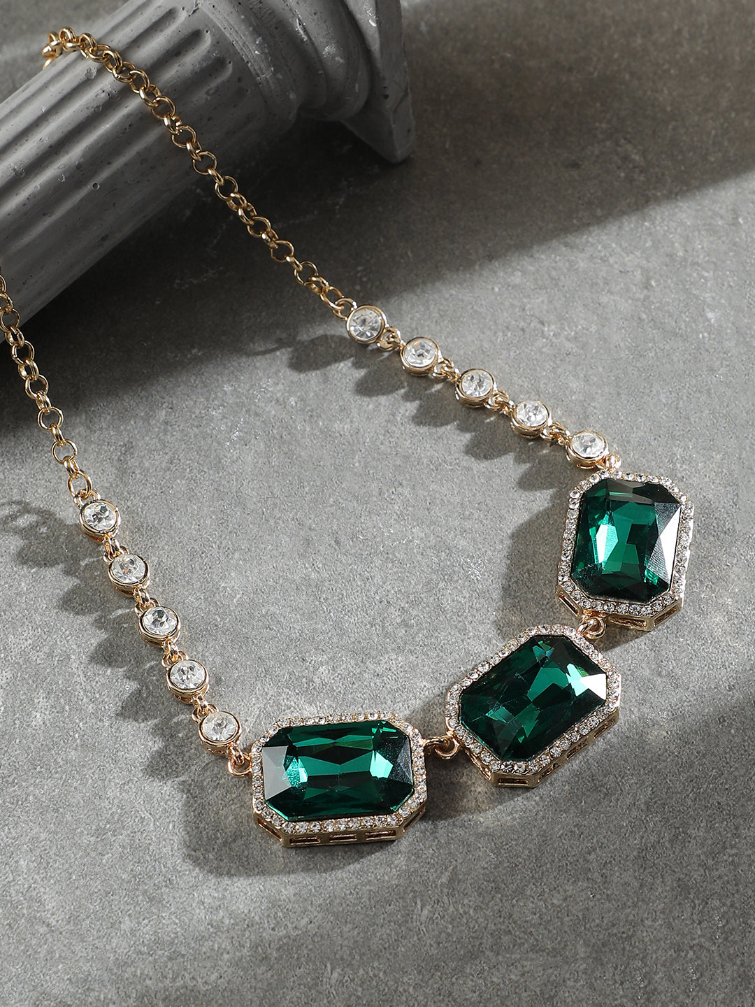 The Regalia Statement Necklace - Emerald Green-SOHINC6221