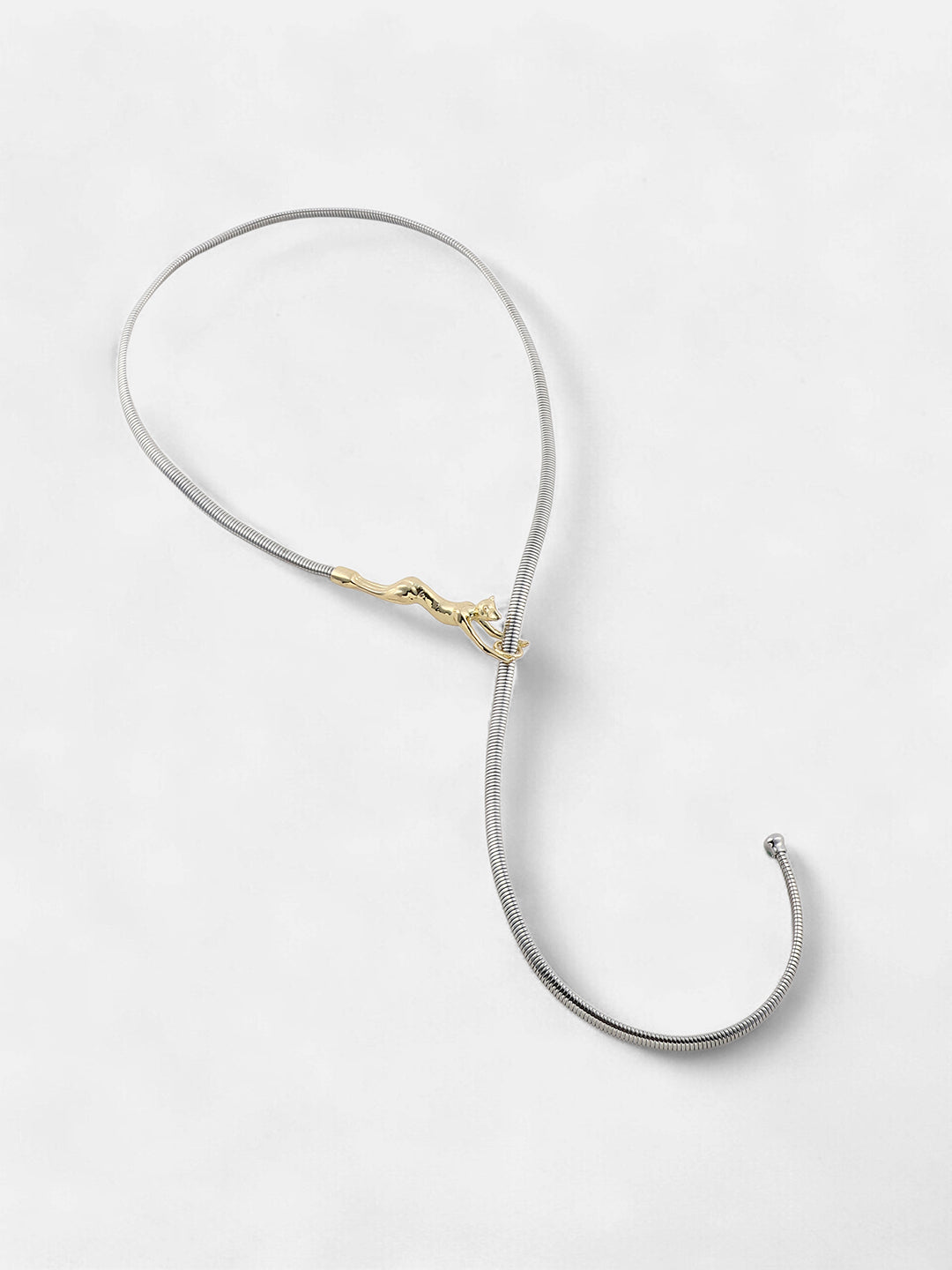 The Jaguar Lariat Necklace - Metallic Silver-SOHINC6234