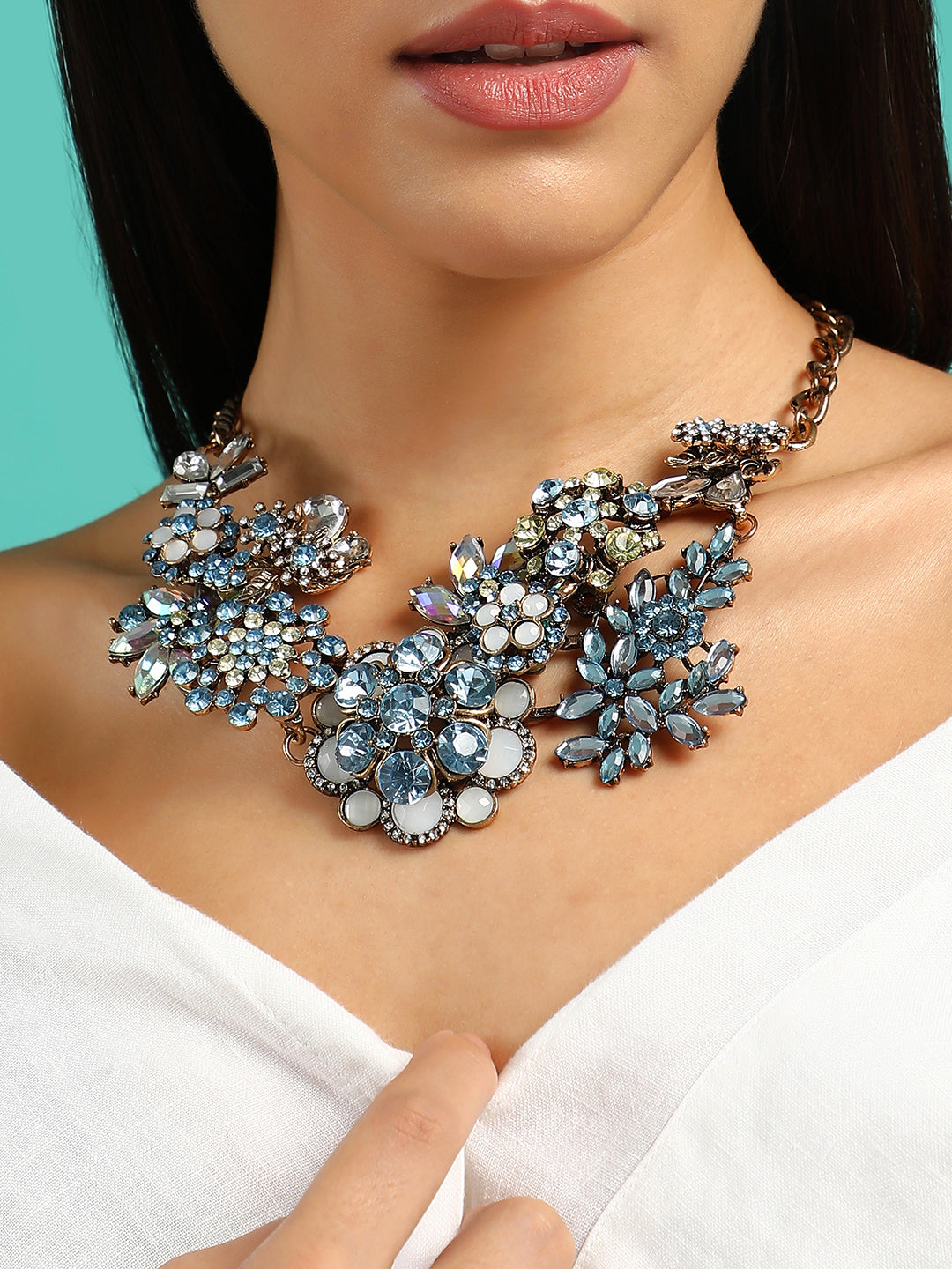 The Garden Of Eden Statement Necklace - Azure Blue-SOHINC6263