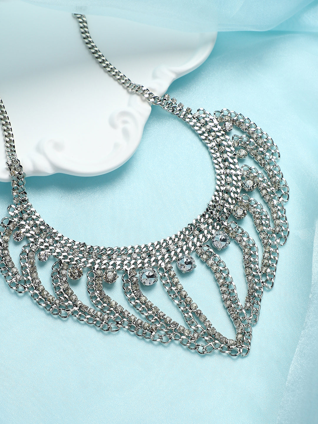 The Crùn Statement Necklace - Crystal Silver-SOHINC6264