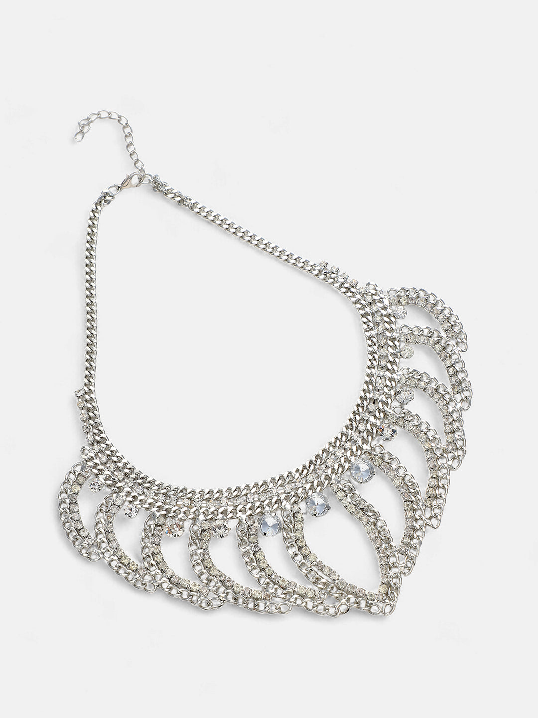 The Crùn Statement Necklace - Crystal Silver-SOHINC6264
