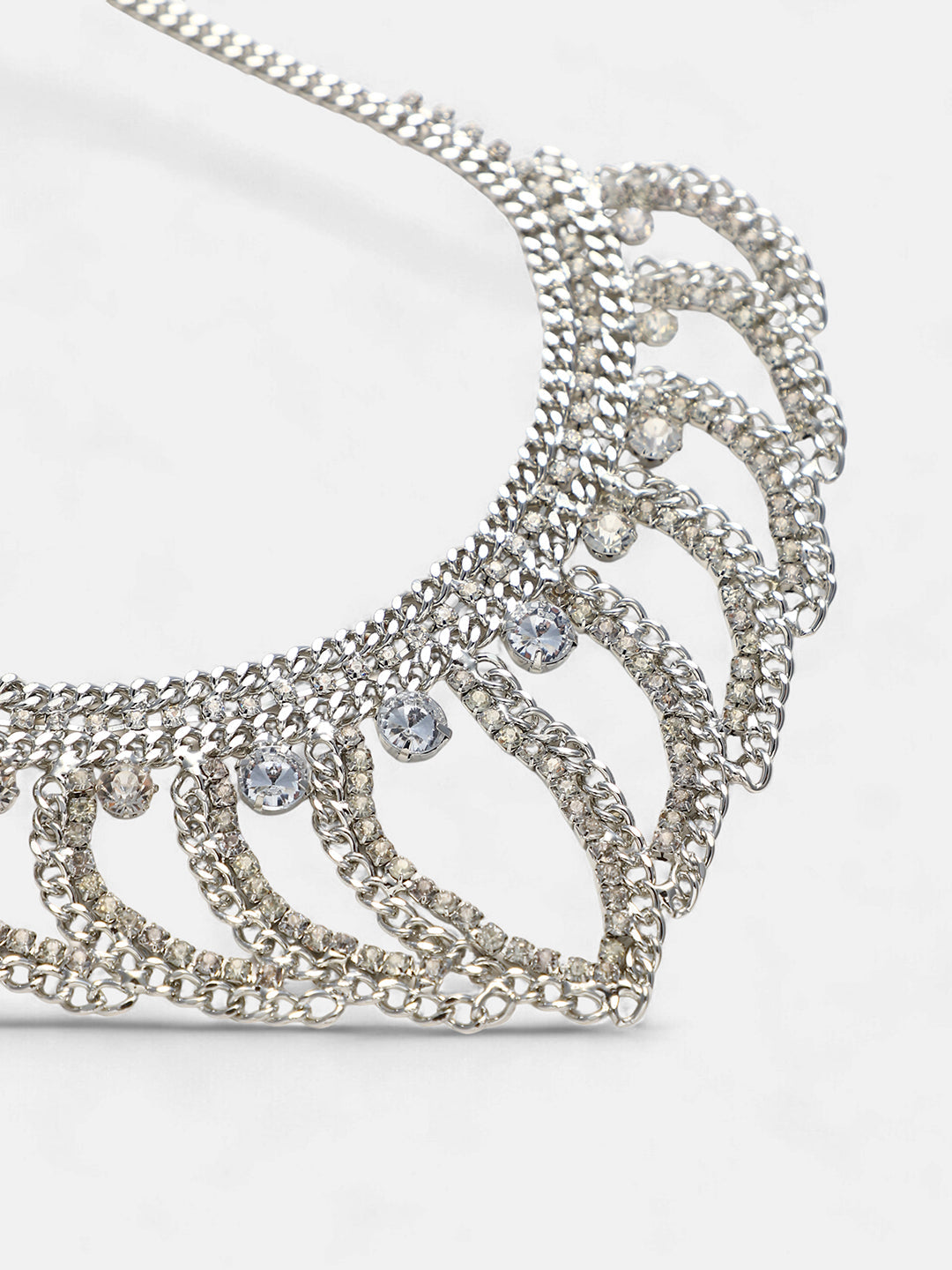 The Crùn Statement Necklace - Crystal Silver-SOHINC6264