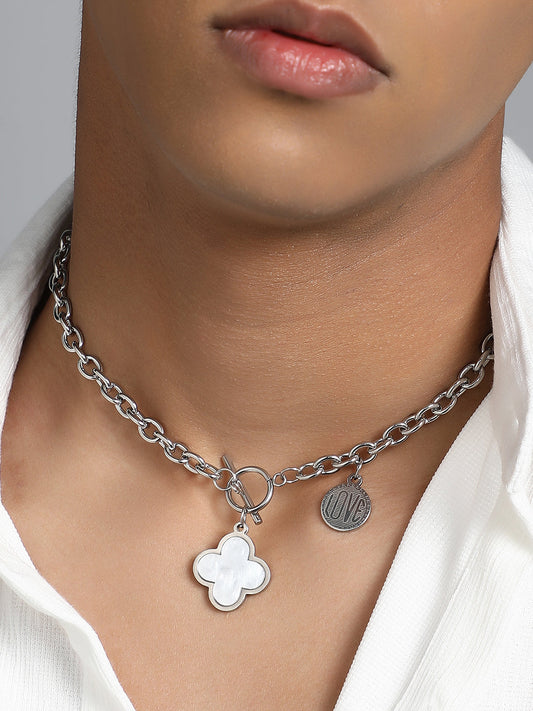 The Clover Chain Necklace - Metallic Silver