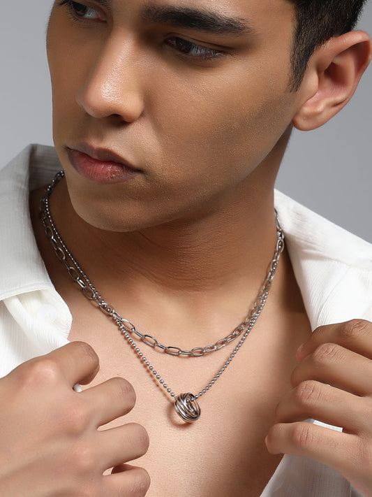 The Vortex Multi-Layer Necklace - Metallic Silver