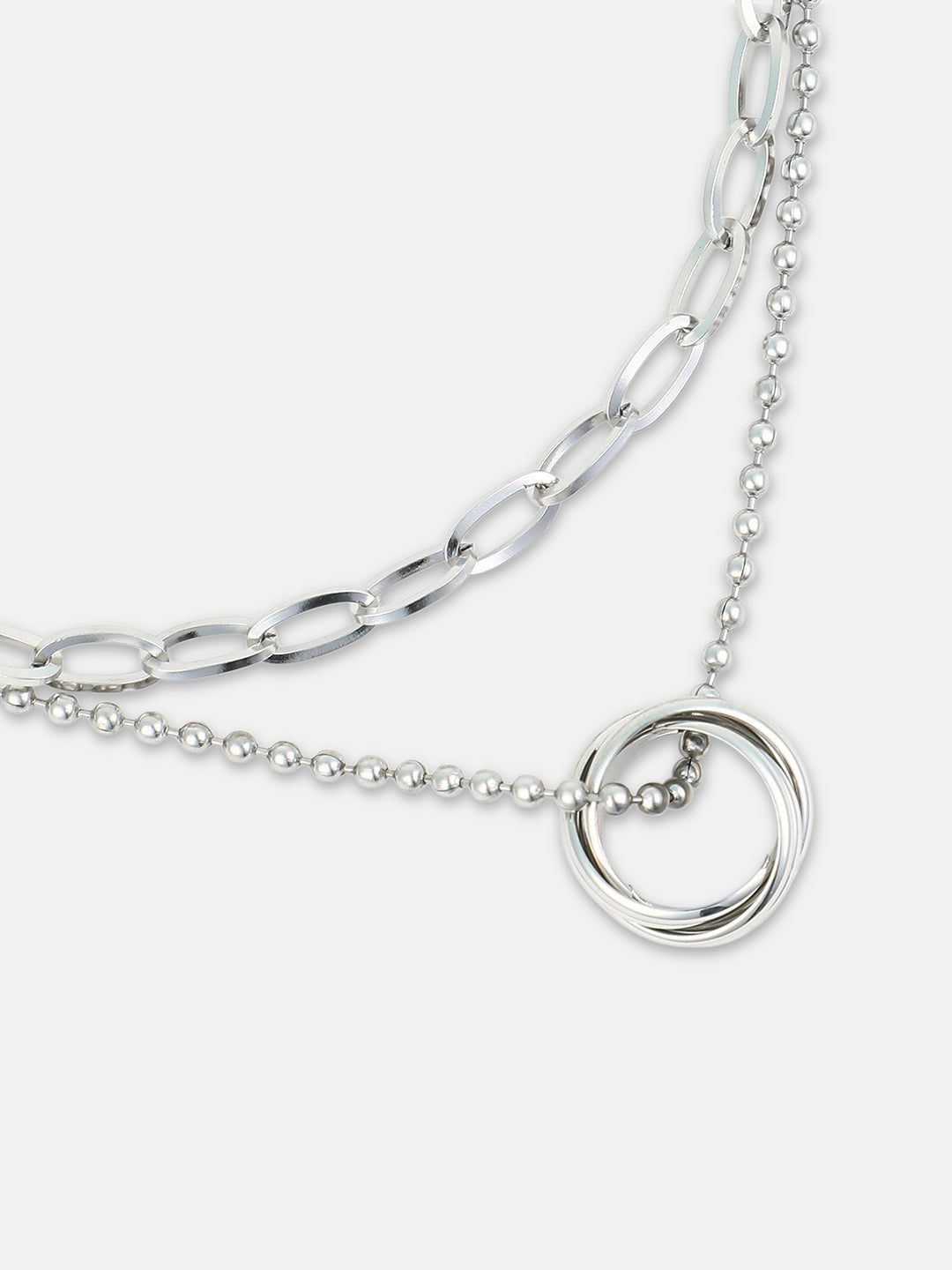 The Vortex Multi-Layer Necklace - Metallic Silver