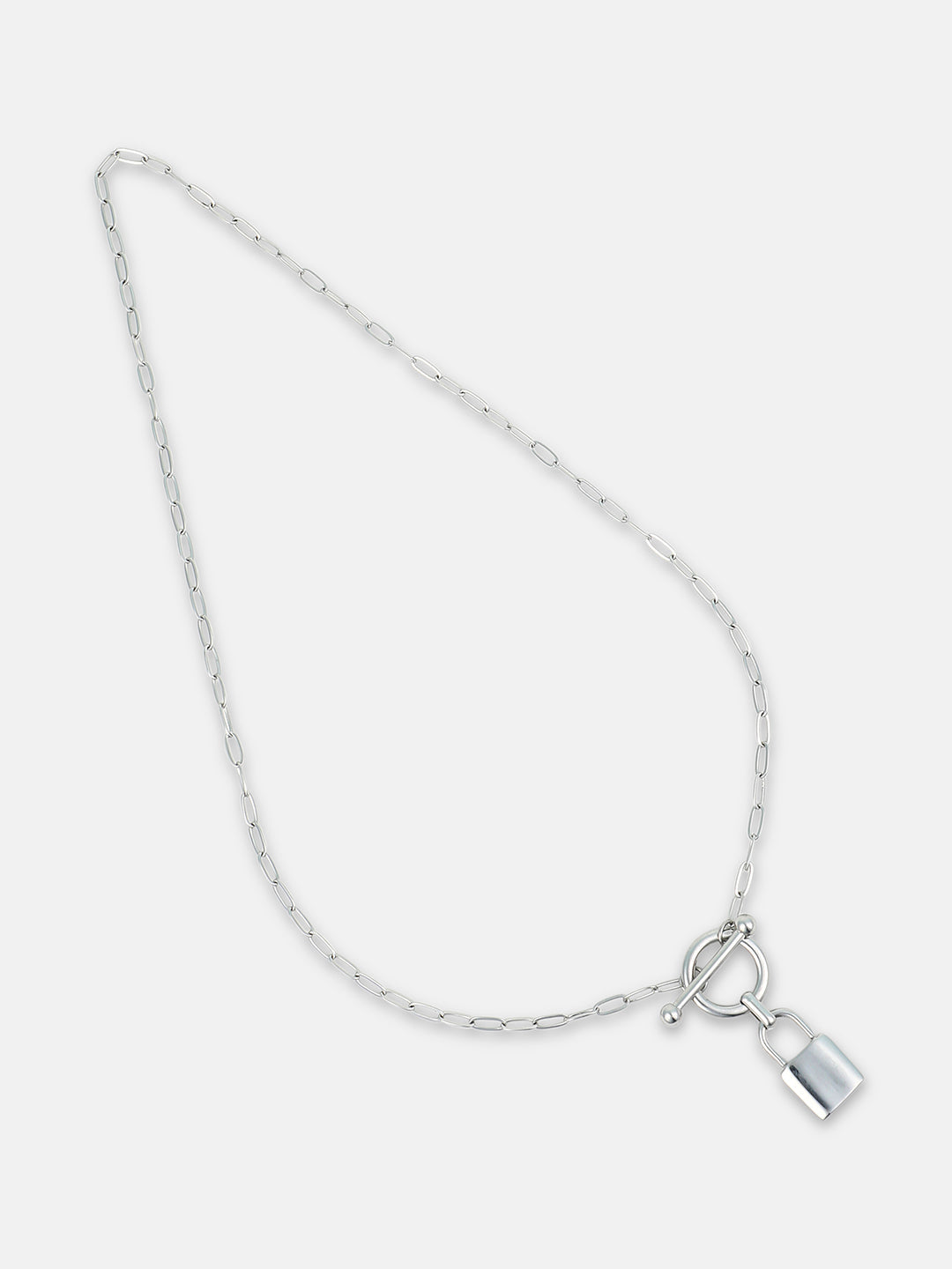 The Anchor's Lock Chain Necklace - Metallic Silver
