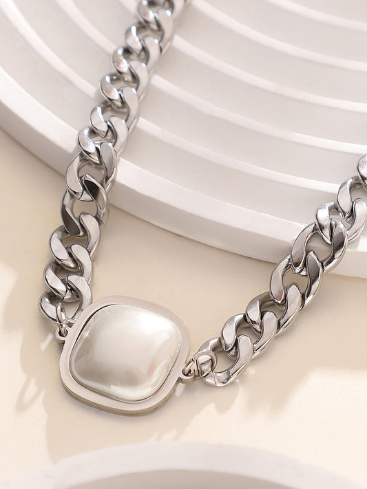 The Perla Chain Necklace - Metallic Silver