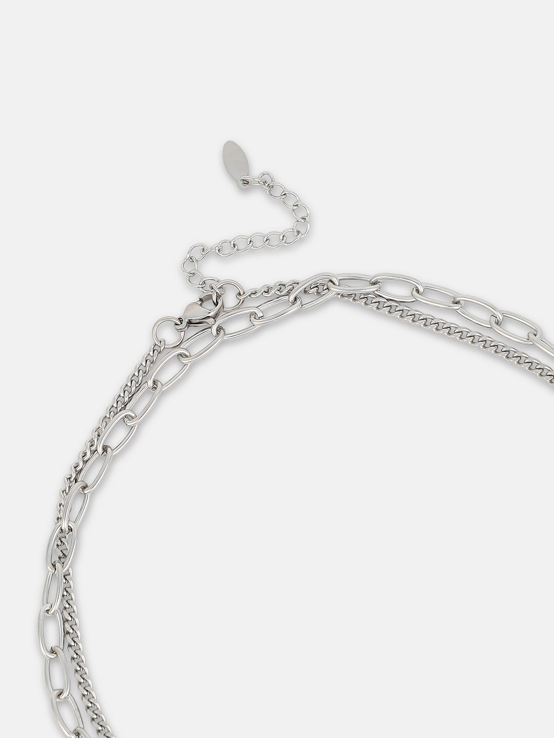 The Techno Teddy Multi Layer Necklace Metallic Silver