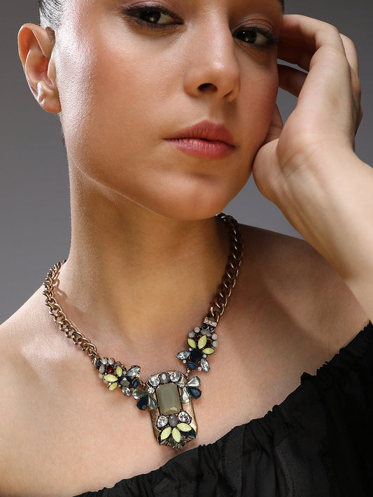 Gold-Plated Stones Studded Necklace